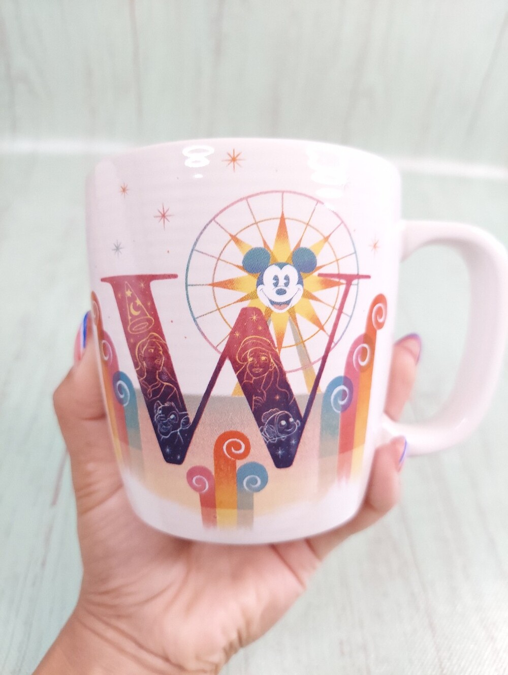 Disney Disneyland "W is for World of Color" ceramic coffee mug